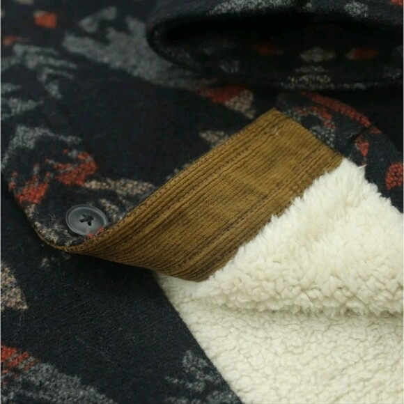 Jachs Aztec Patterned Wool Blend Heavyweight Shirt Jacket Sherpa Lined Men's XL - Picture 6 of 15